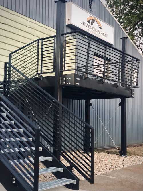 Office entrance stairs and deck