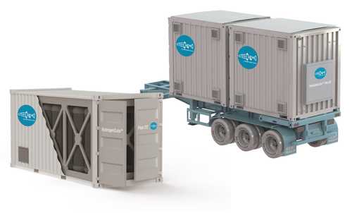 Image of the containerized hydrogen storage system (Image courtesy of Steelhead Composites)