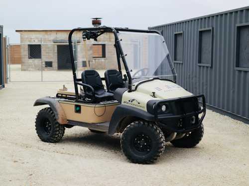 Electric UTV at a testing site